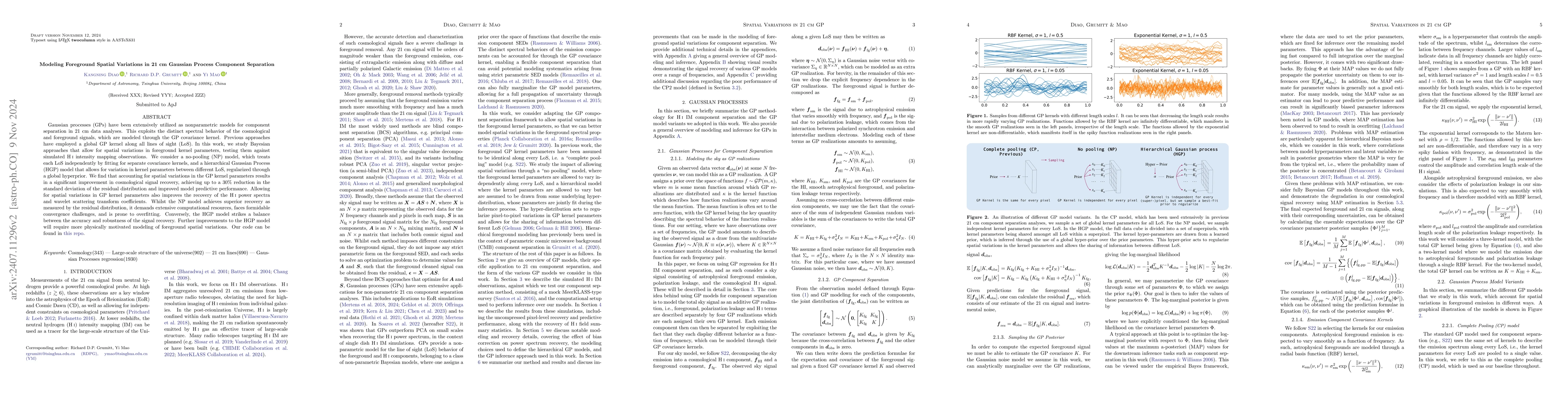 Thumbnail for Modeling Foreground Spatial Variations in 21 cm Gaussian Process
  Component Separation