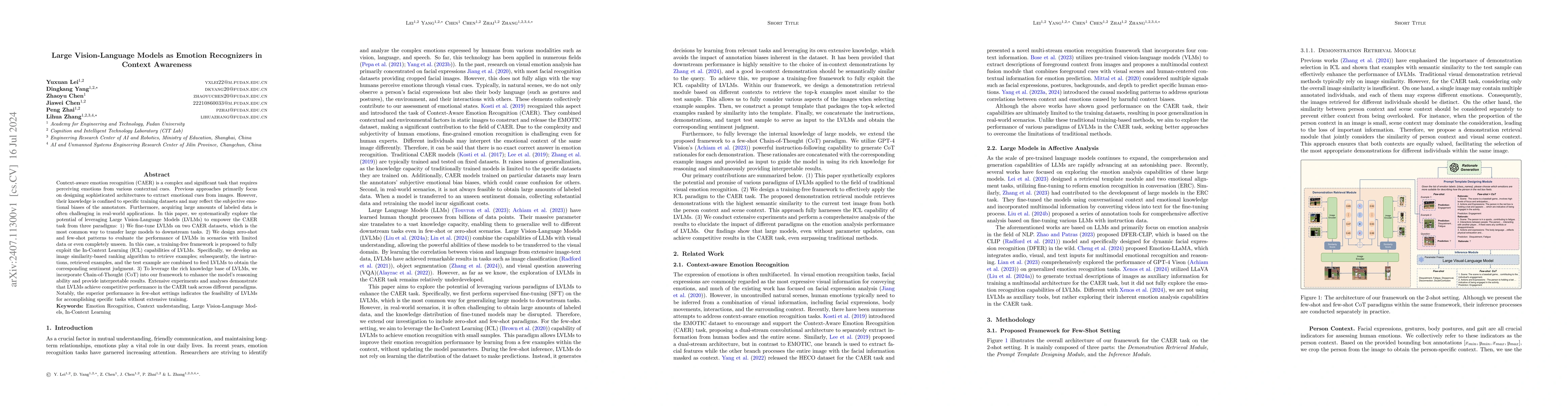 Thumbnail for Large Vision-Language Models as Emotion Recognizers in Context Awareness