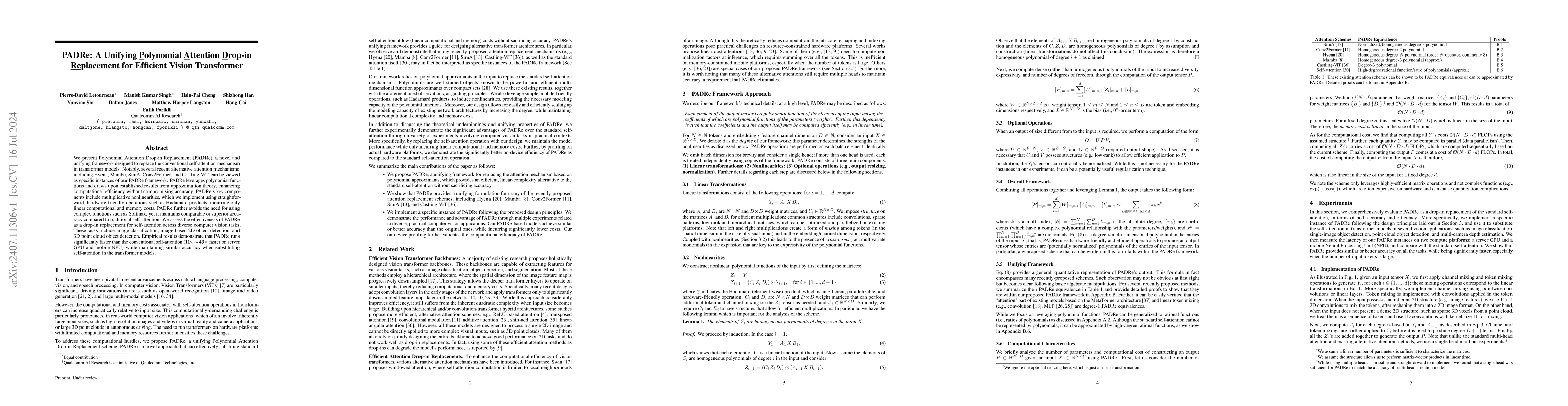 Thumbnail for PADRe: A Unifying Polynomial Attention Drop-in Replacement for Efficient
  Vision Transformer