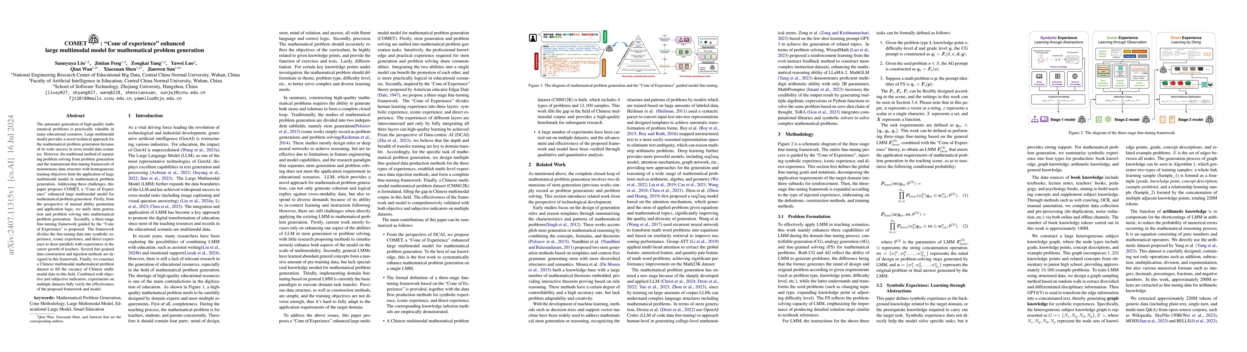 Thumbnail for COMET: "Cone of experience" enhanced large multimodal model for
  mathematical problem generation