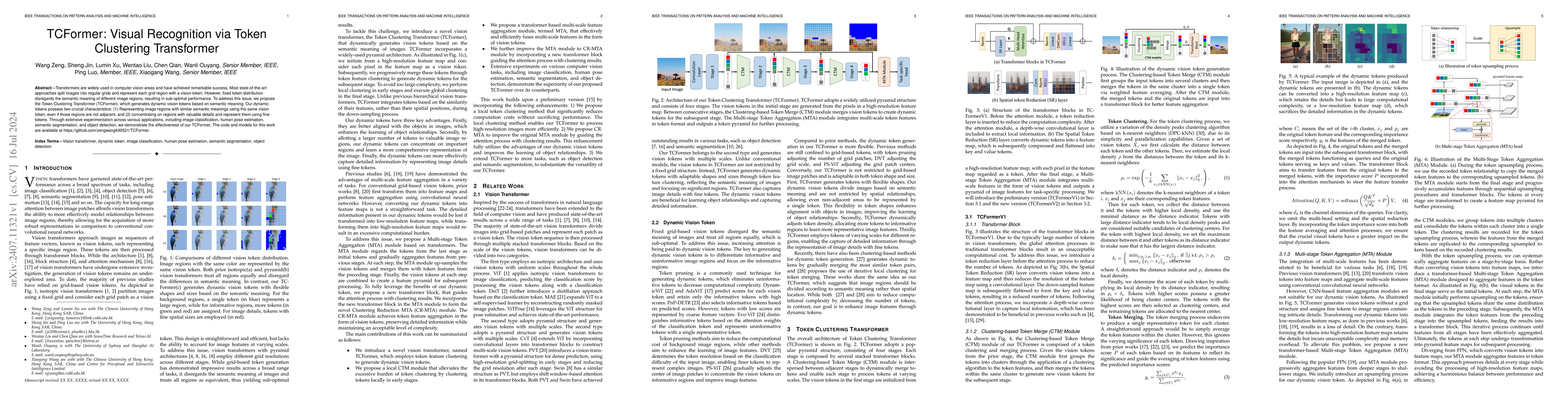 Thumbnail for TCFormer: Visual Recognition via Token Clustering Transformer
