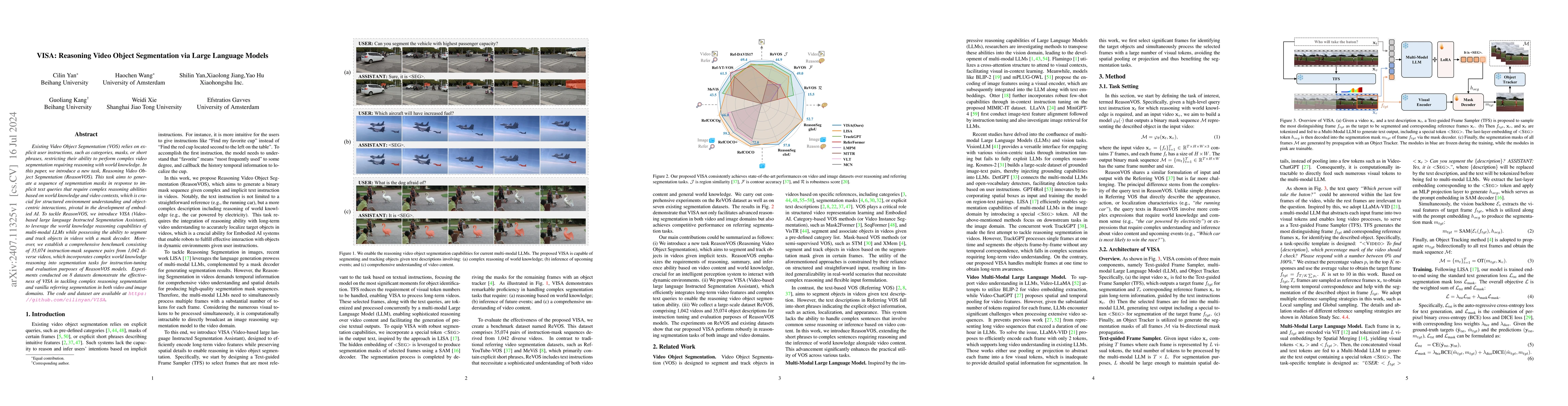 Thumbnail for VISA: Reasoning Video Object Segmentation via Large Language Models