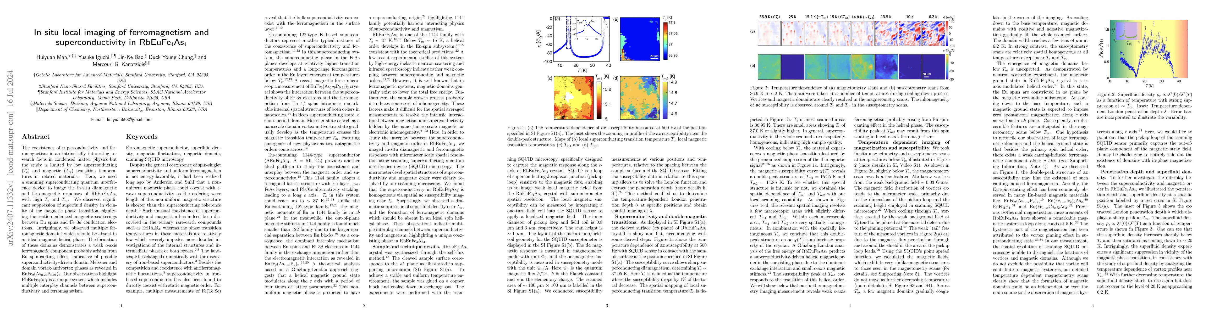 Thumbnail for In-situ local imaging of ferromagnetism and superconductivity in
  RbEuFe$_4$As$_4$