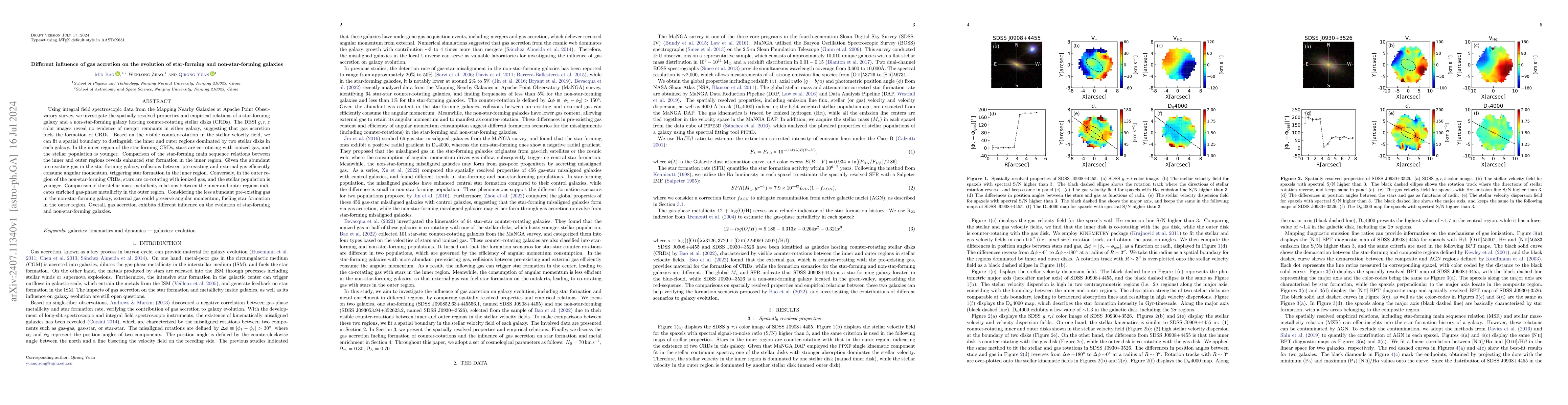 Thumbnail for Different influence of gas accretion on the evolution of star-forming
  and non-star-forming galaxies