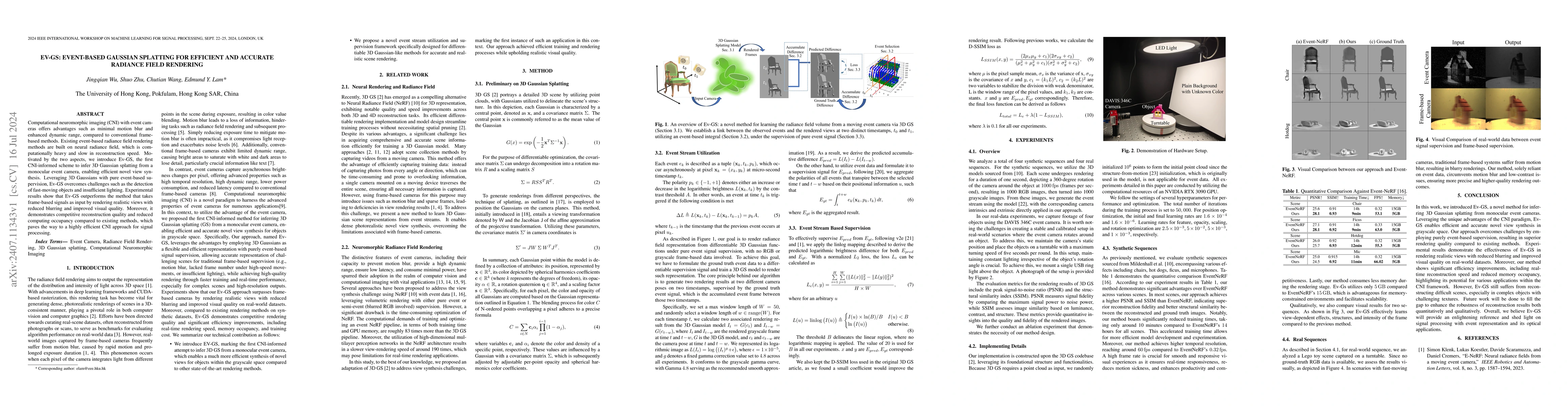 Thumbnail for Ev-GS: Event-based Gaussian splatting for Efficient and Accurate
  Radiance Field Rendering