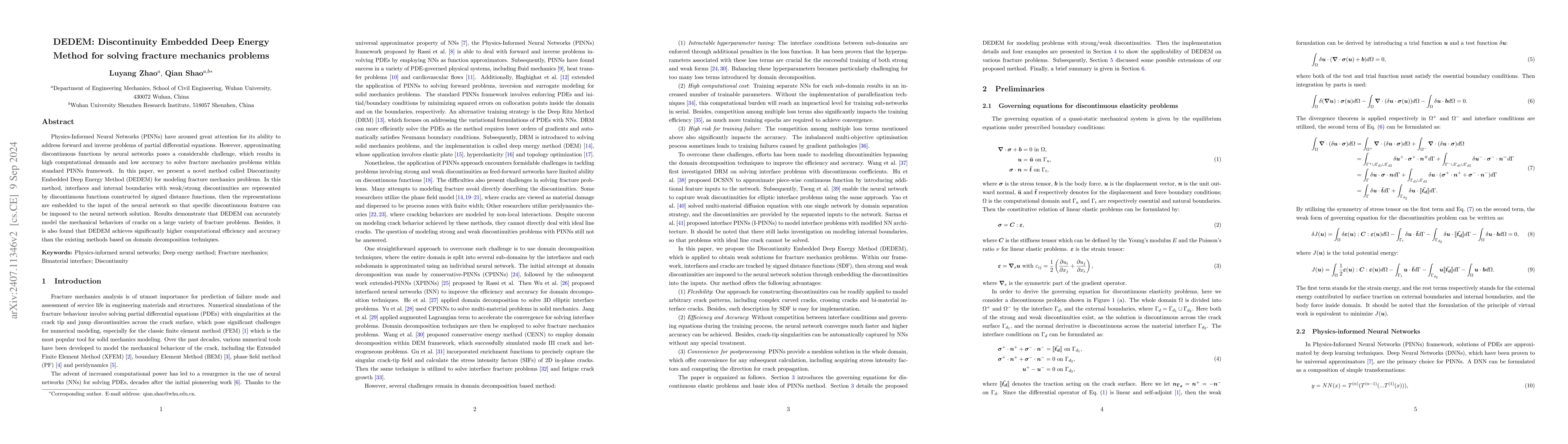 Thumbnail for DEDEM: Discontinuity Embedded Deep Energy Method for solving fracture
  mechanics problems