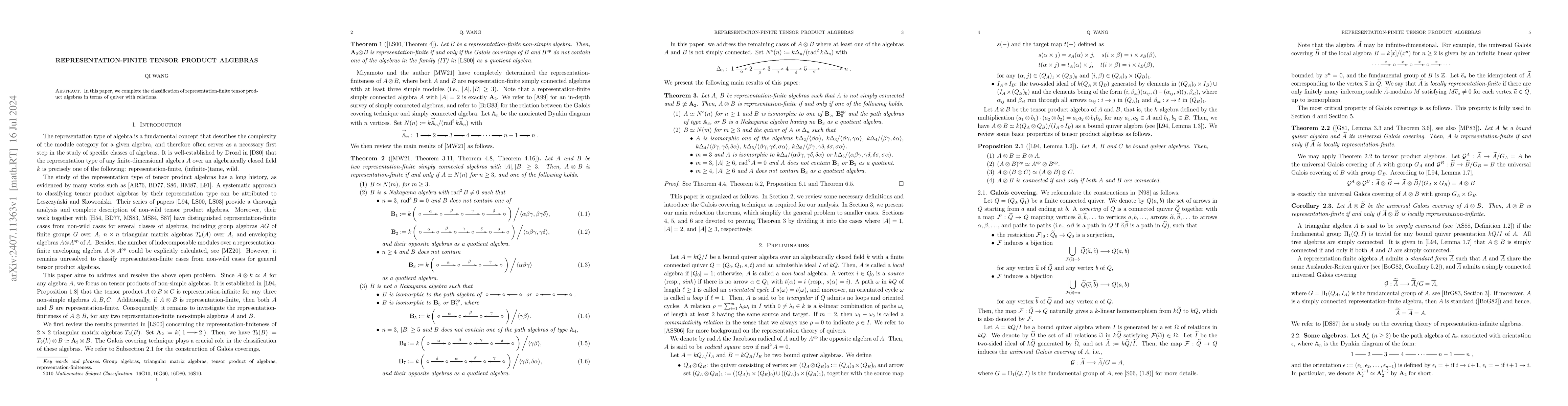 Thumbnail for Representation-finite tensor product algebras