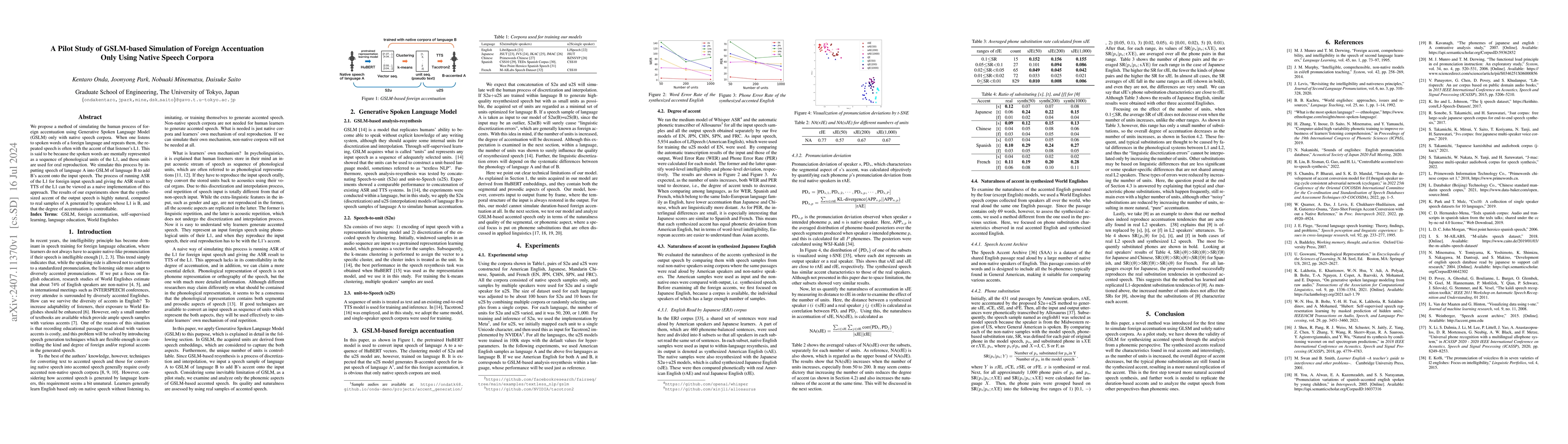 Thumbnail for A Pilot Study of GSLM-based Simulation of Foreign Accentuation Only
  Using Native Speech Corpora