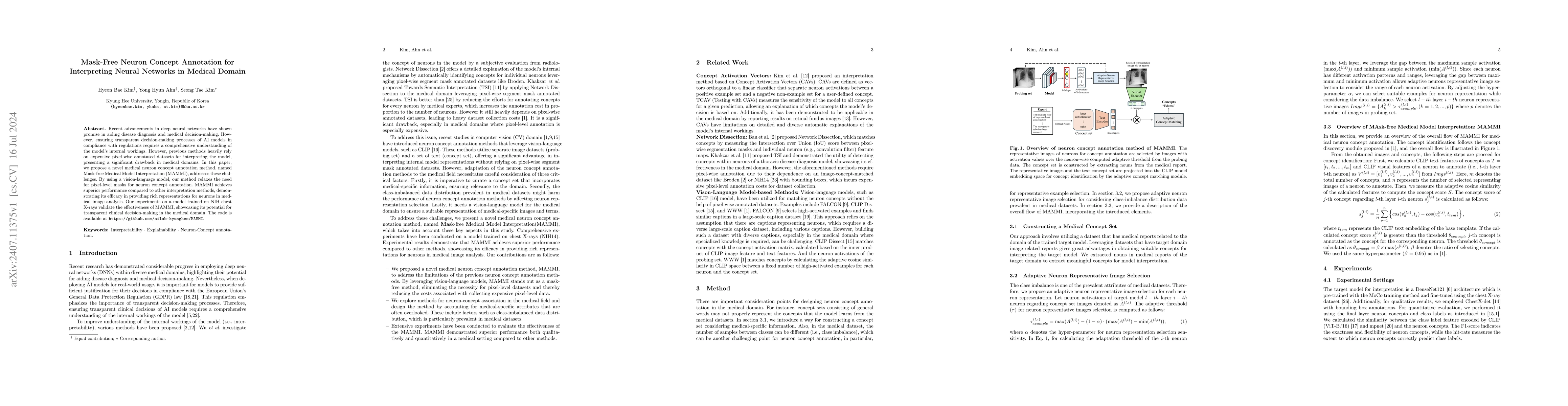 Thumbnail for Mask-Free Neuron Concept Annotation for Interpreting Neural Networks in
  Medical Domain