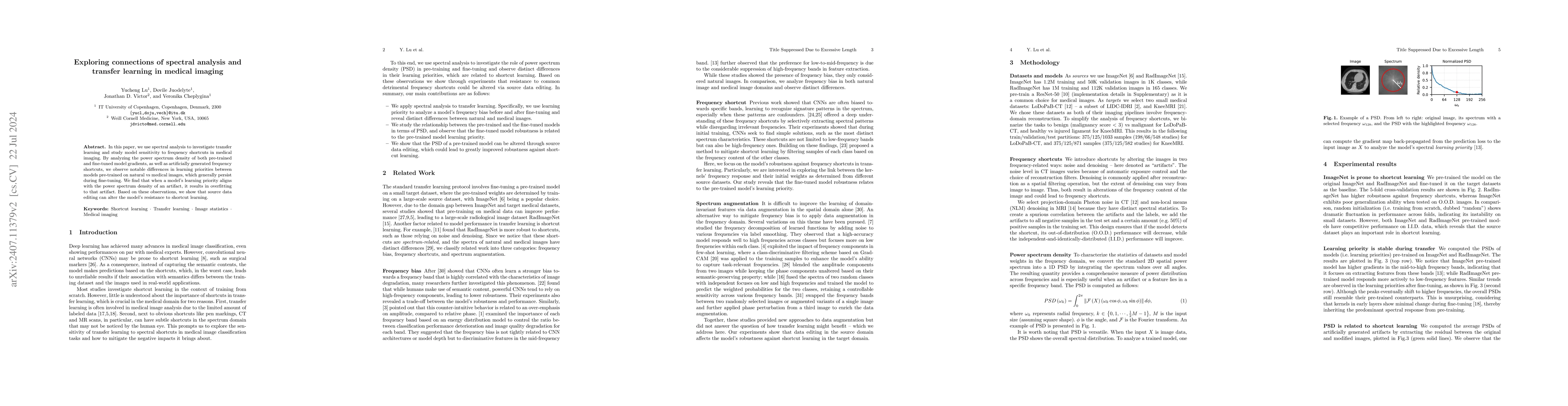 Thumbnail for Exploring connections of spectral analysis and transfer learning in
  medical imaging