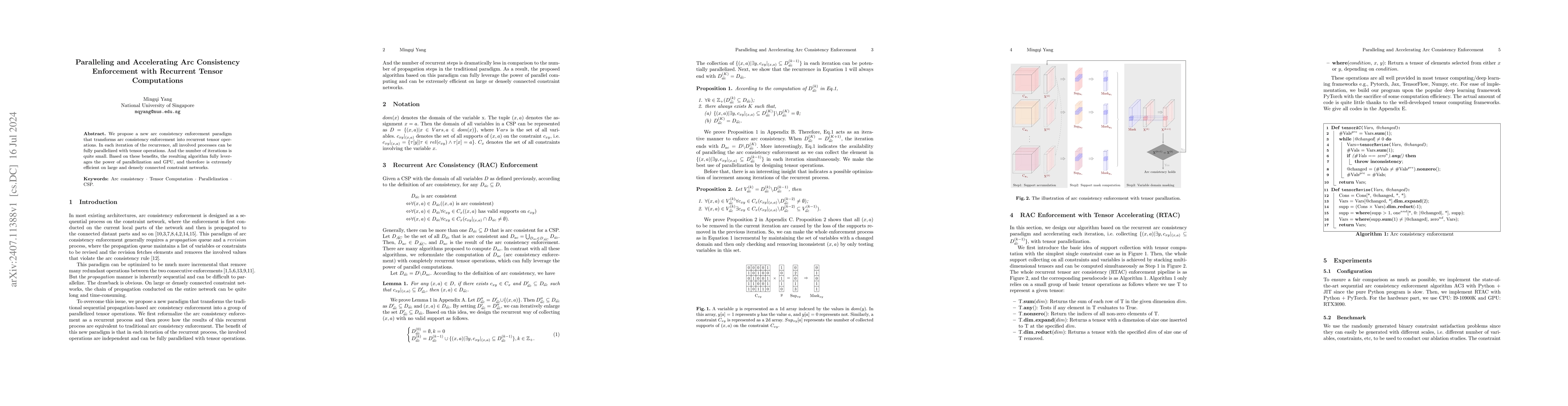 Thumbnail for Paralleling and Accelerating Arc Consistency Enforcement with Recurrent
  Tensor Computations