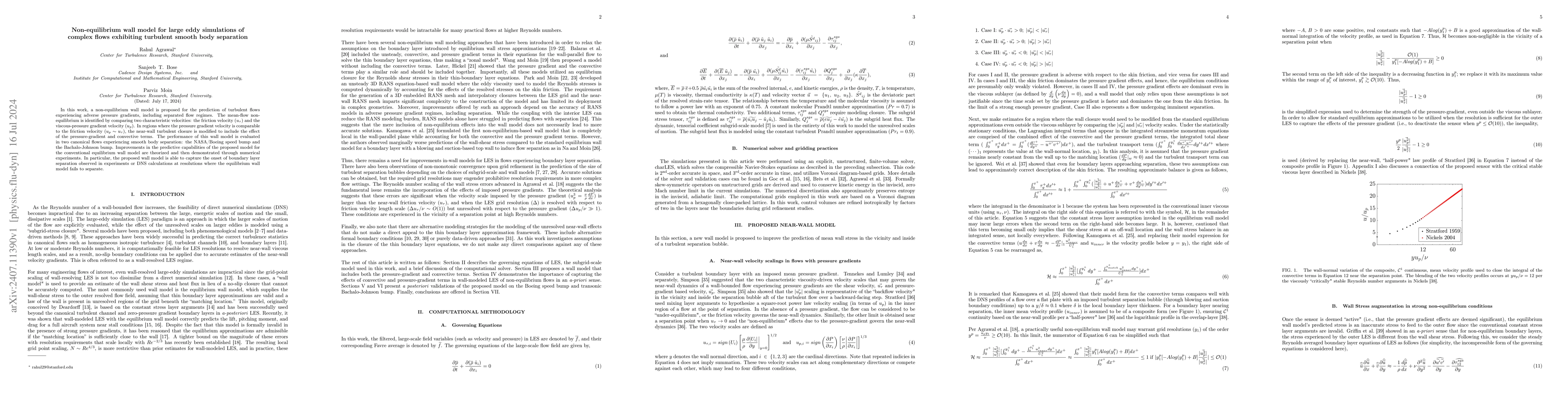 Thumbnail for Non-equilibrium wall model for large eddy simulations of complex flows
  exhibiting turbulent smooth body separation