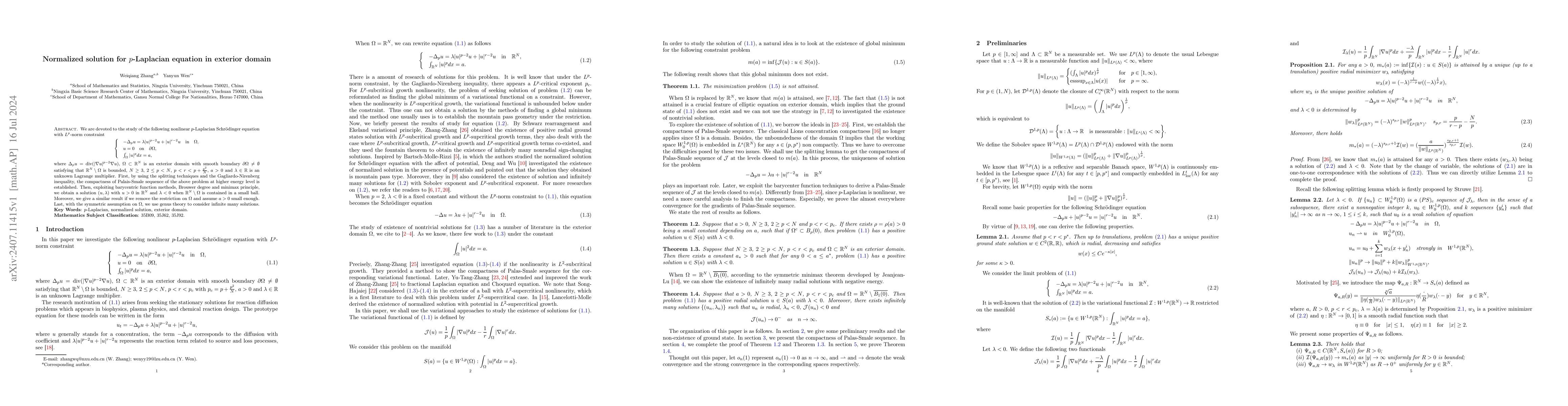 Thumbnail for Normalized solution for $p$-Laplacian equation in exterior domain