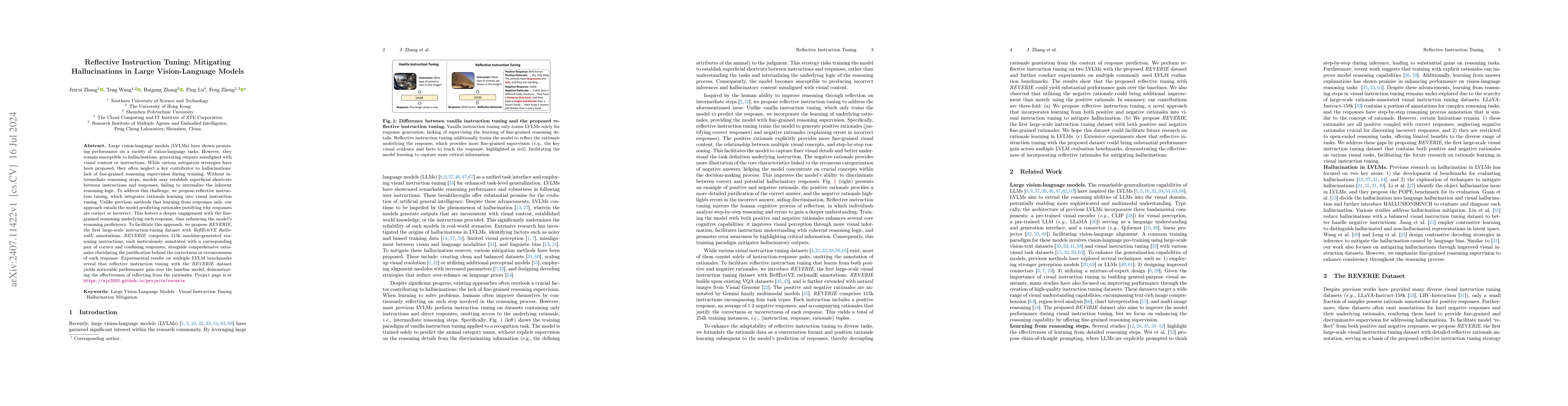 Thumbnail for Reflective Instruction Tuning: Mitigating Hallucinations in Large
  Vision-Language Models