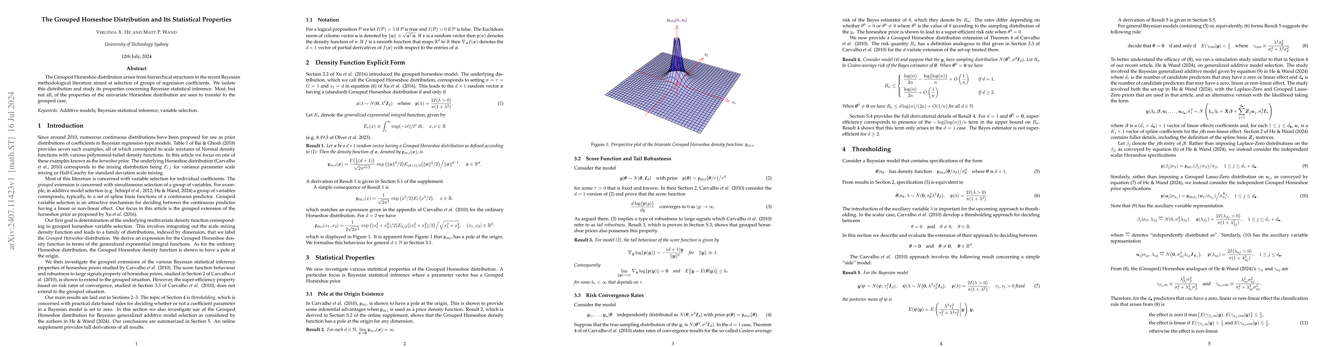 Thumbnail for The Grouped Horseshoe distribution and its statistical properties