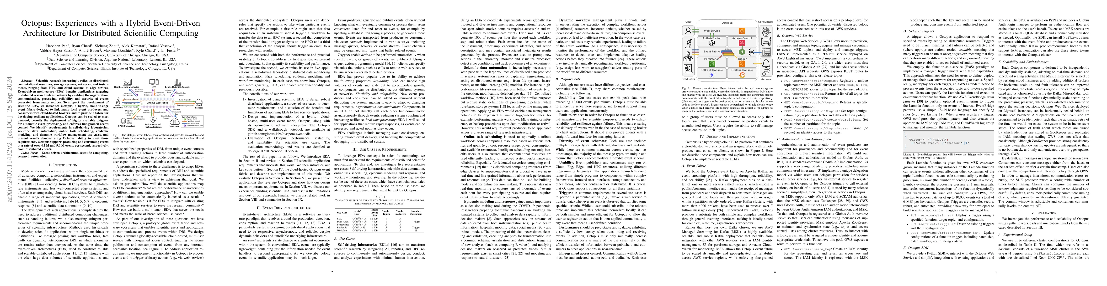 Thumbnail for Octopus: Experiences with a Hybrid Event-Driven Architecture for
  Distributed Scientific Computing