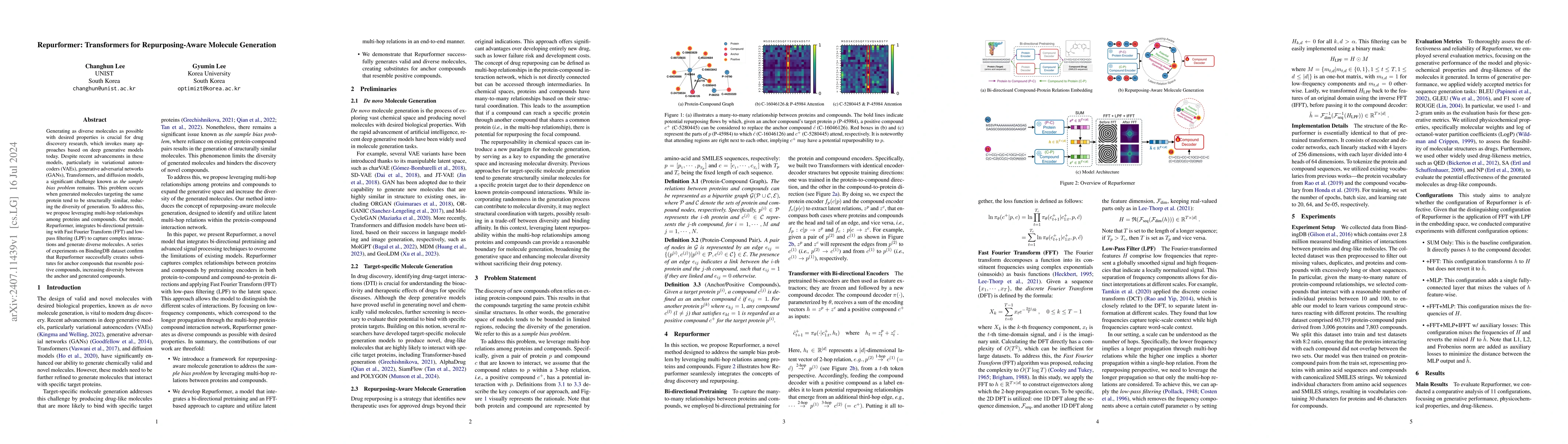 Thumbnail for Repurformer: Transformers for Repurposing-Aware Molecule Generation