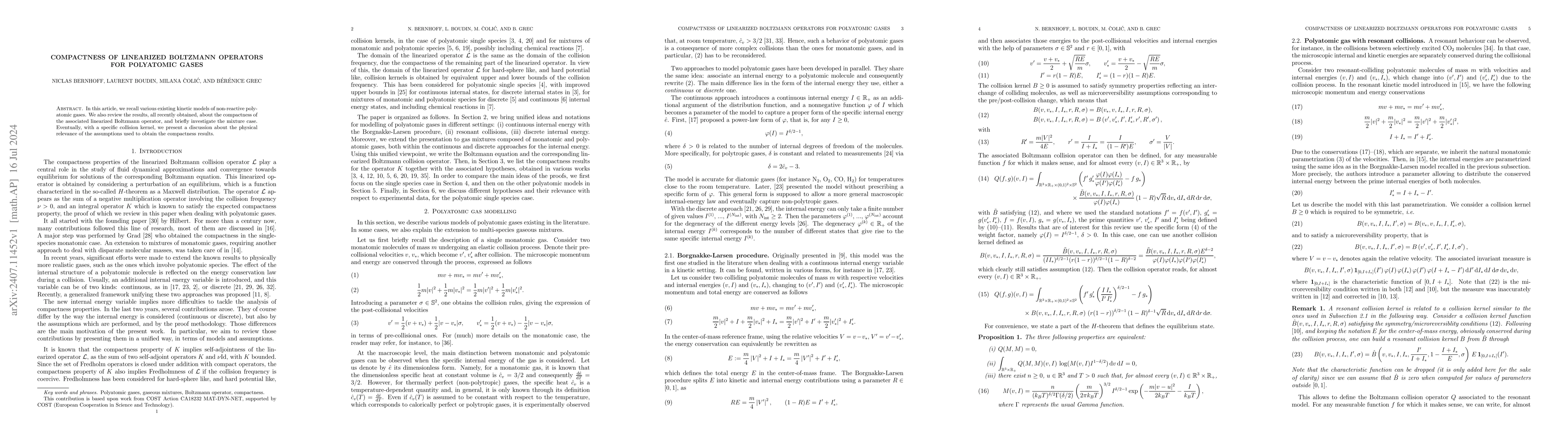 Thumbnail for Compactness of linearized Boltzmann operators for polyatomic gases
