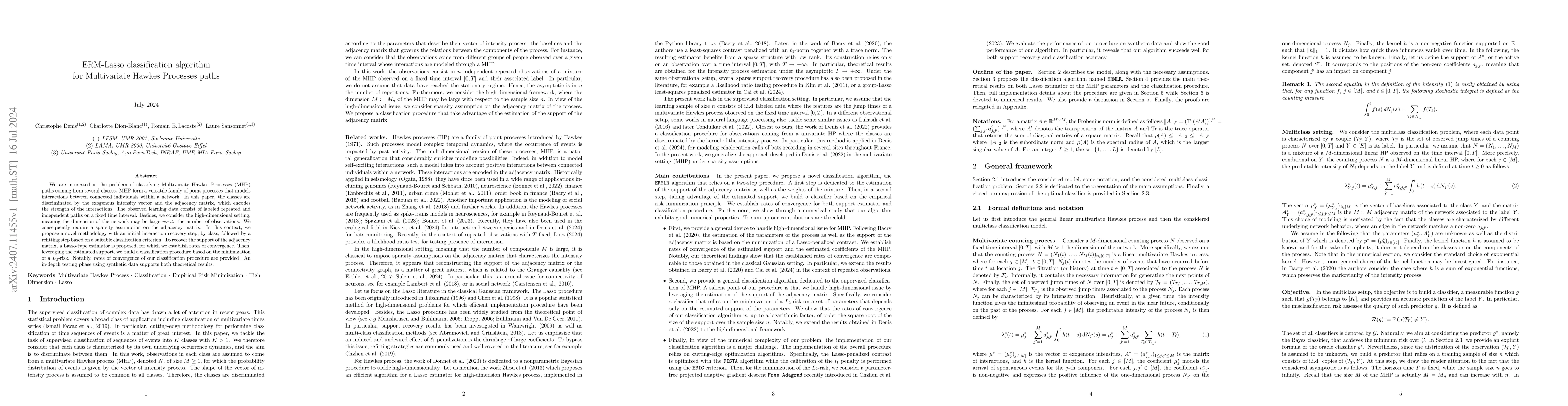 Thumbnail for ERM-Lasso classification algorithm for Multivariate Hawkes Processes
  paths