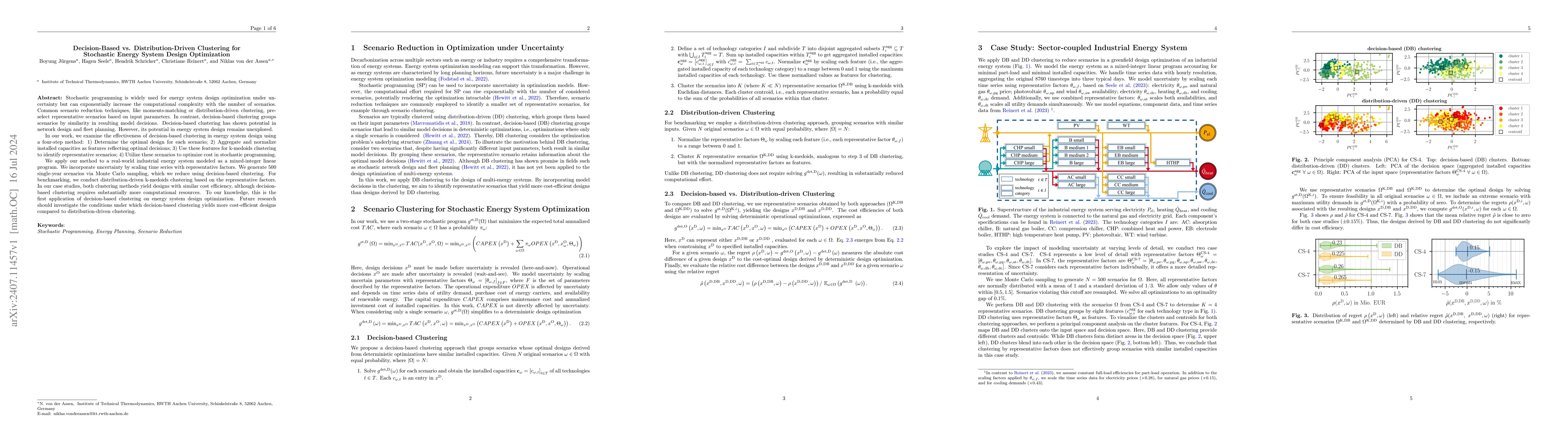 Thumbnail for Decision-Based vs. Distribution-Driven Clustering for Stochastic Energy
  System Design Optimization