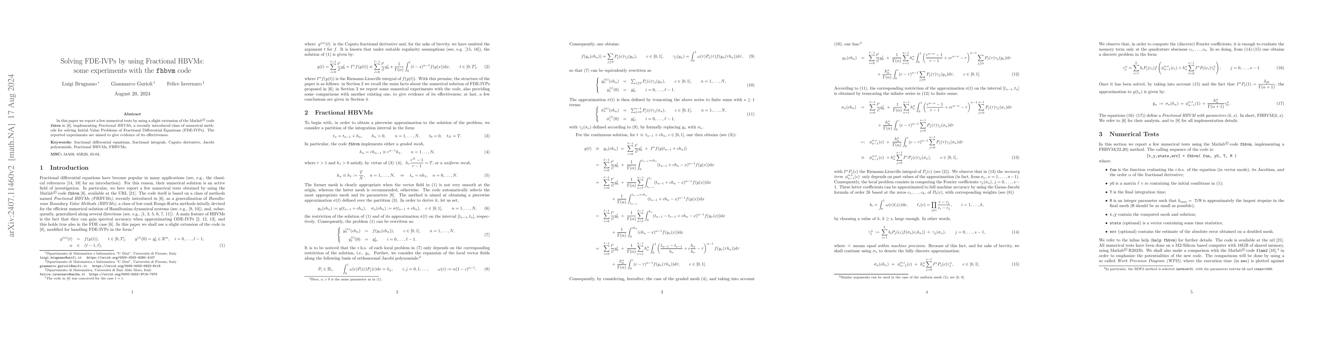Thumbnail for Solving FDE-IVPs by using Fractional HBVMs: some experiments with the
  fhbvm code