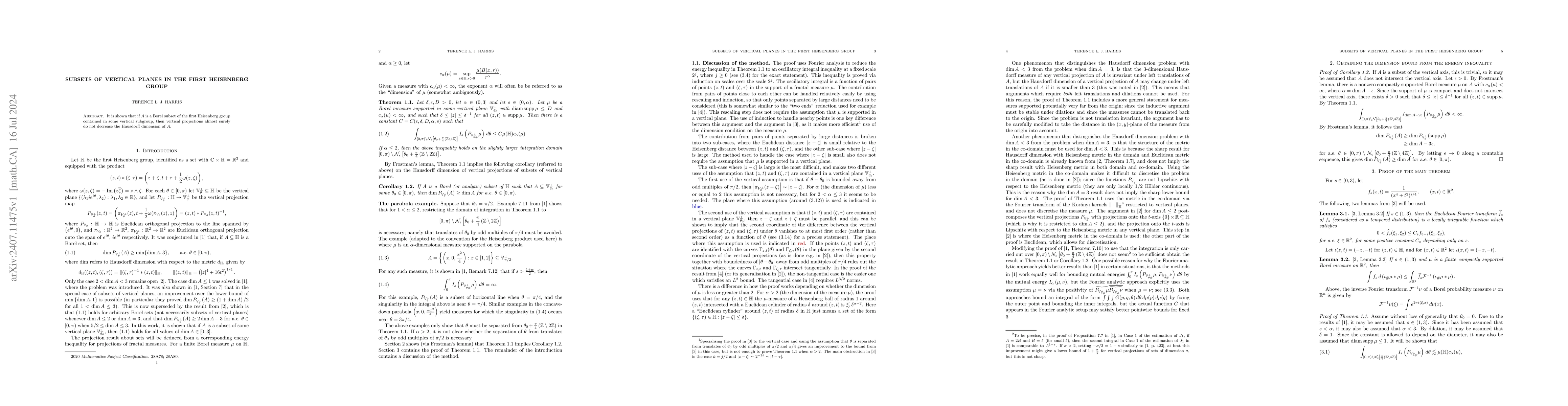 Thumbnail for Subsets of vertical planes in the first Heisenberg group