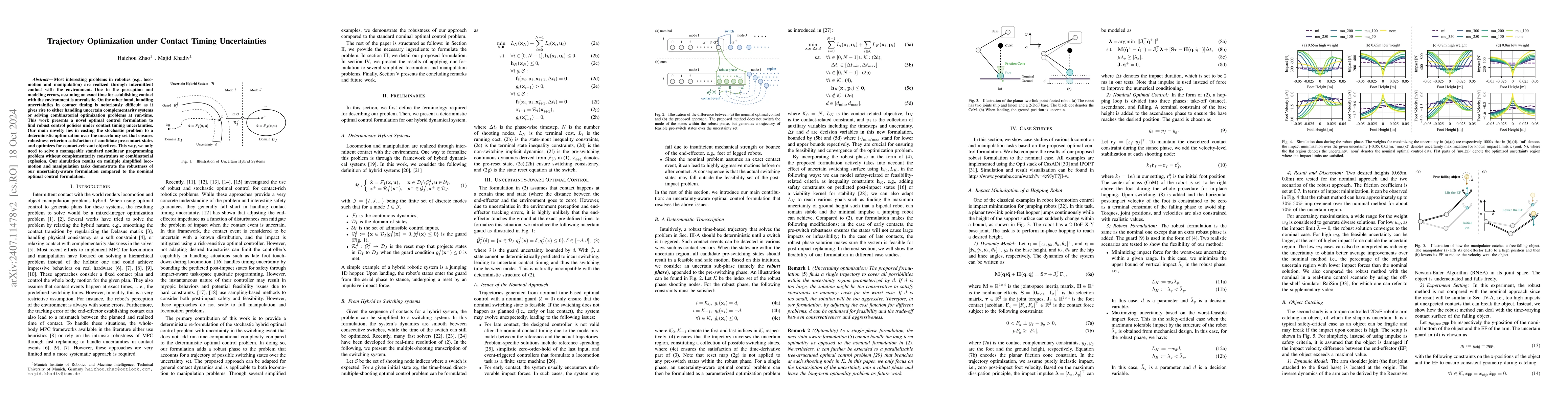 Thumbnail for Trajectory Optimization under Contact Timing Uncertainties