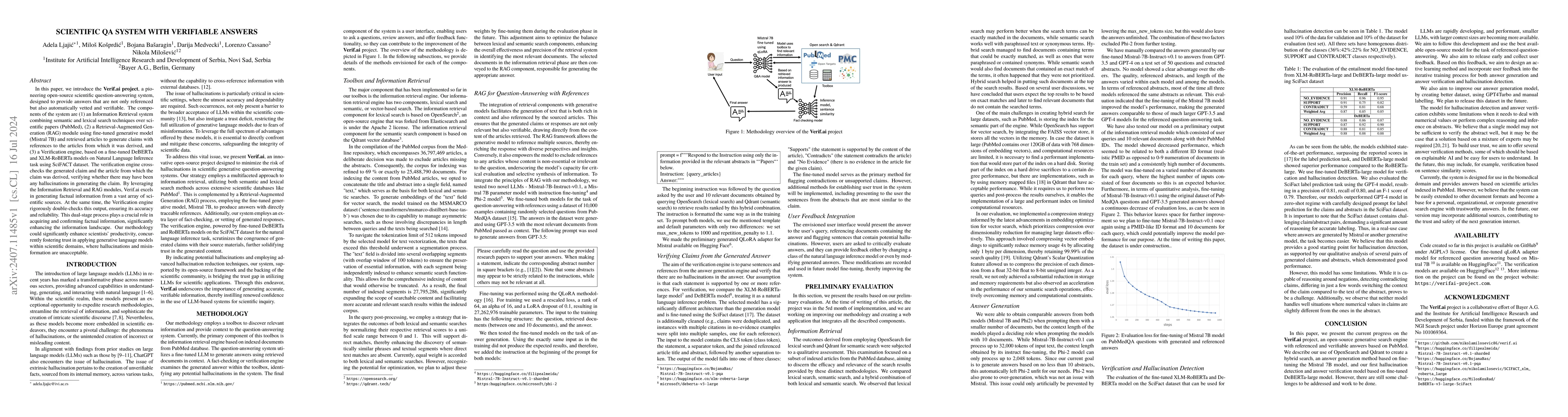 Thumbnail for Scientific QA System with Verifiable Answers