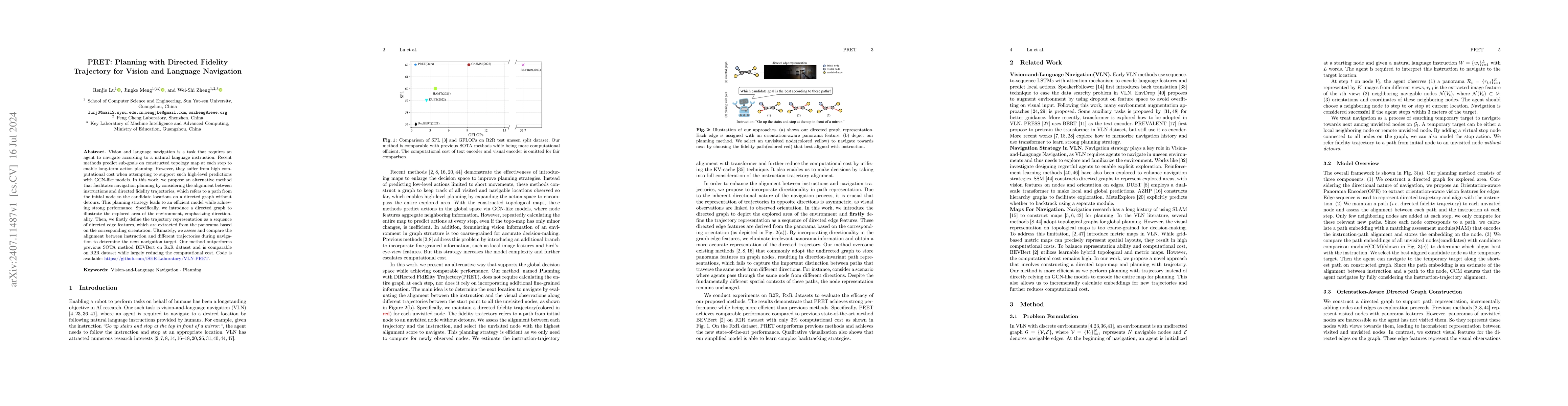 Thumbnail for PRET: Planning with Directed Fidelity Trajectory for Vision and Language
  Navigation