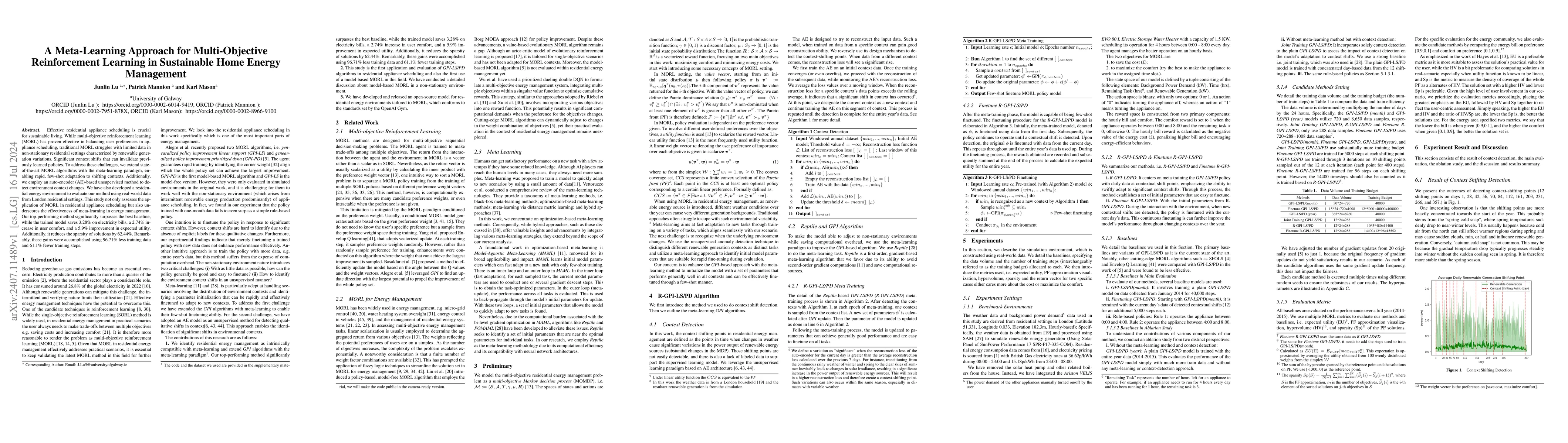Thumbnail for A Meta-Learning Approach for Multi-Objective Reinforcement Learning in
  Sustainable Home Environments