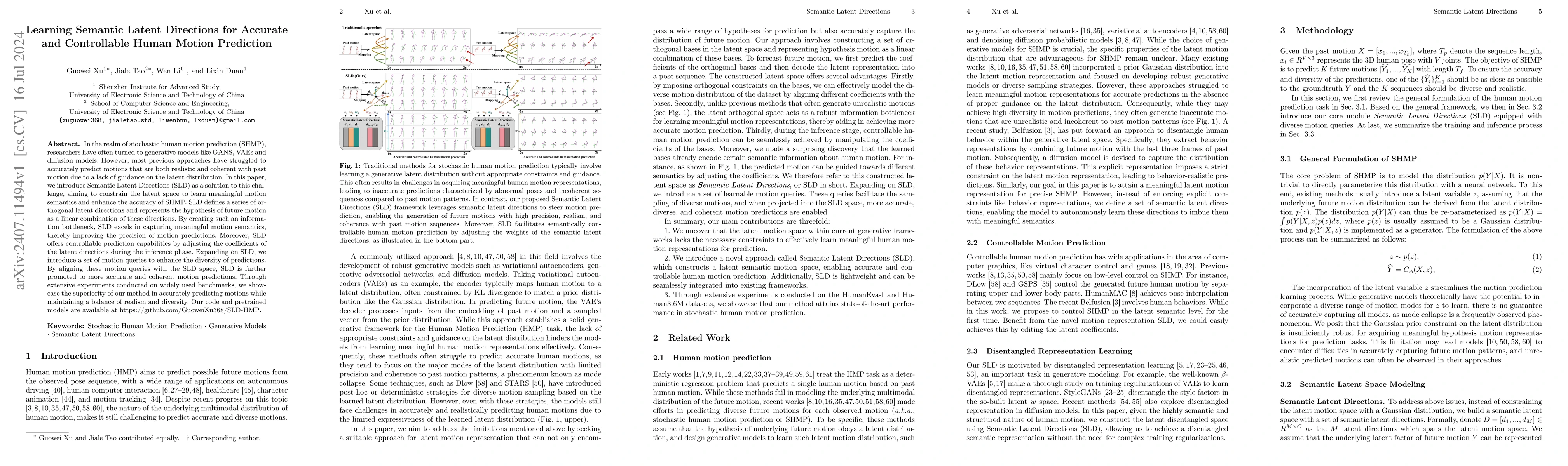 Thumbnail for Learning Semantic Latent Directions for Accurate and Controllable Human
  Motion Prediction