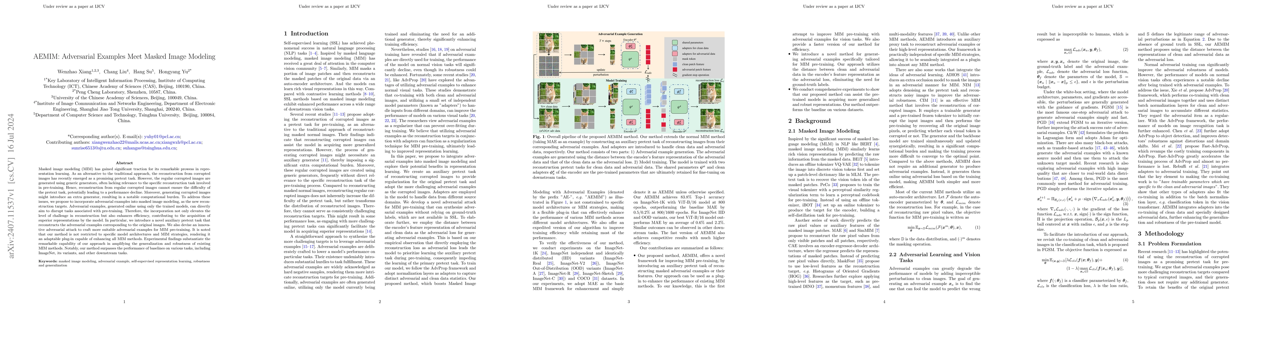 Thumbnail for AEMIM: Adversarial Examples Meet Masked Image Modeling