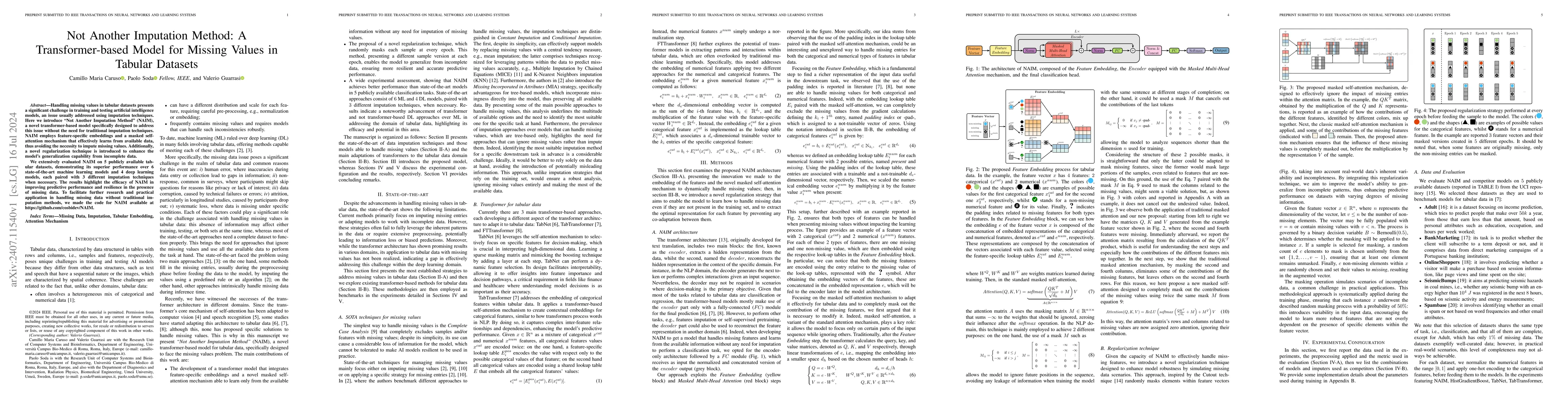 Thumbnail for Not Another Imputation Method: A Transformer-based Model for Missing
  Values in Tabular Datasets