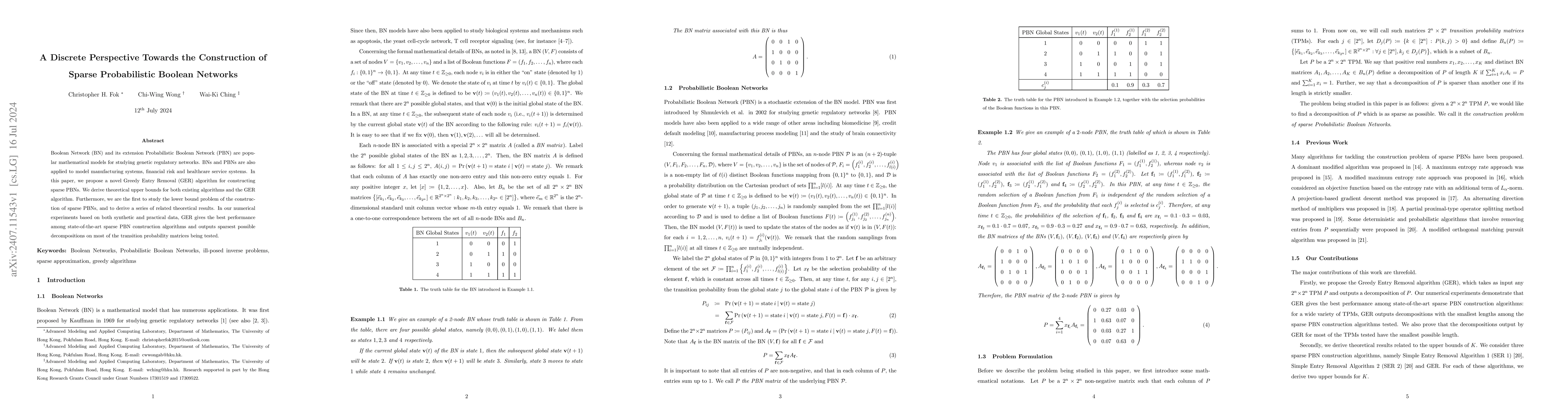 Thumbnail for A Discrete Perspective Towards the Construction of Sparse Probabilistic
  Boolean Networks