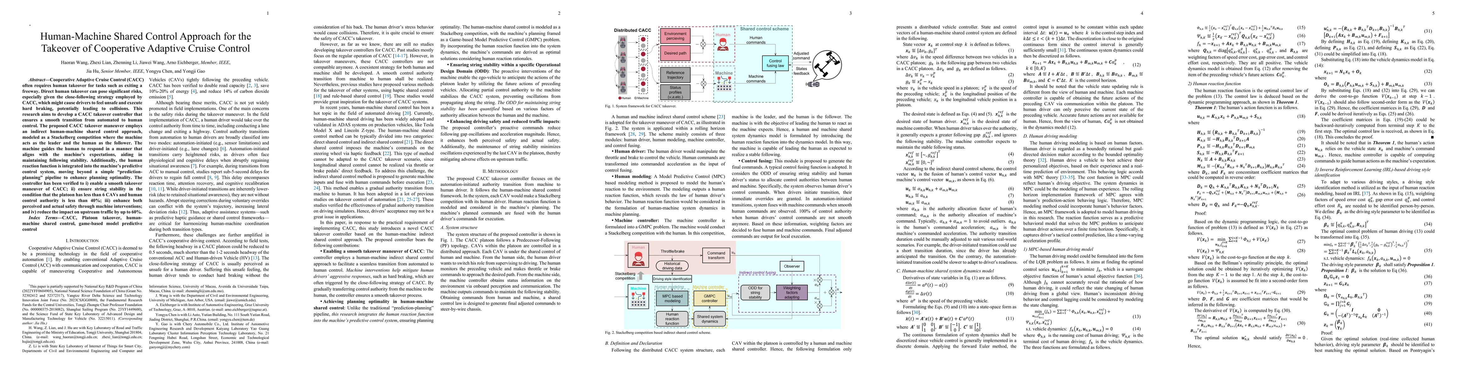 Thumbnail for Human-Machine Shared Control Approach for the Takeover of Cooperative
  Adaptive Cruise Control