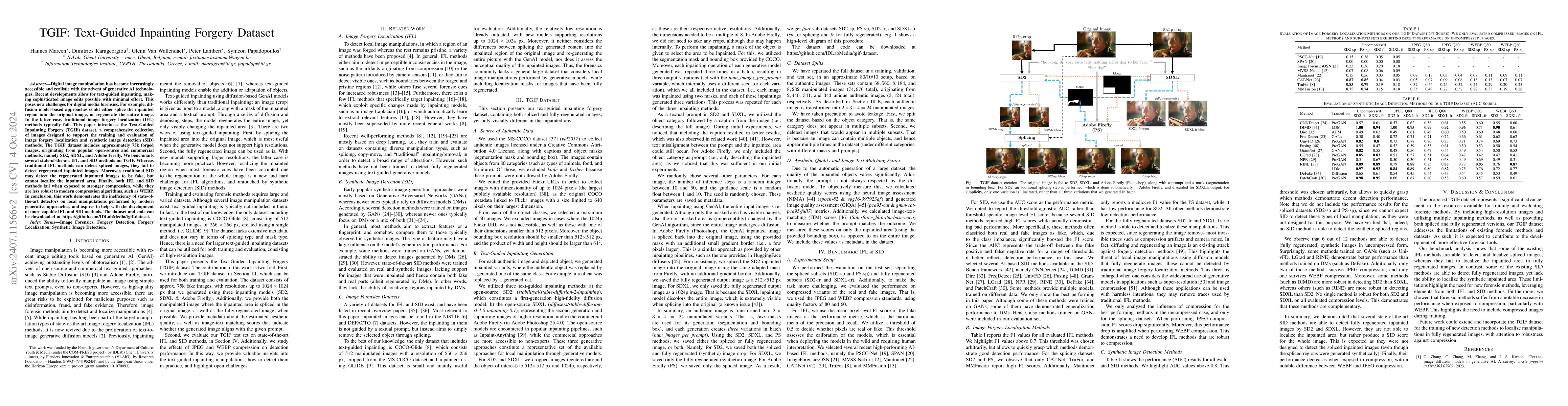 Thumbnail for TGIF: Text-Guided Inpainting Forgery Dataset