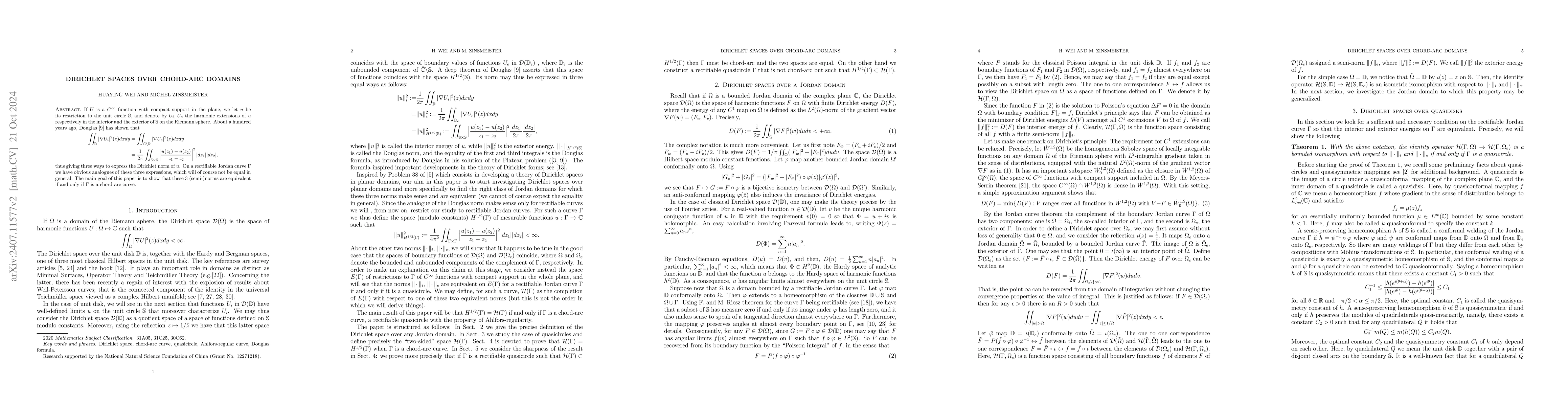 Thumbnail for Dirichlet spaces over chord-arc domains