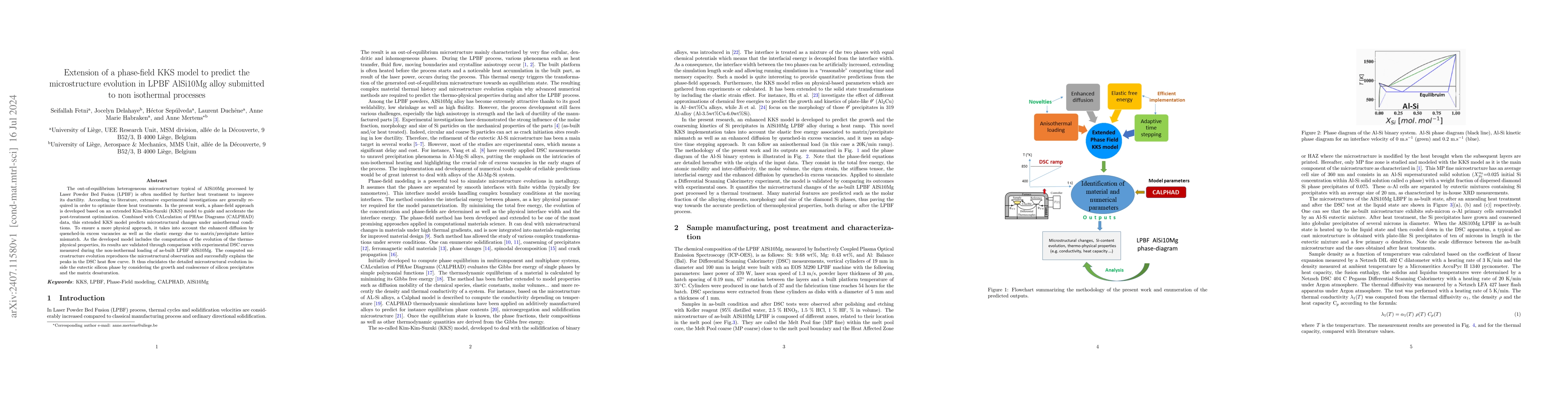 Thumbnail for Extension of a phase-field KKS model to predict the microstructure
  evolution in LPBF AlSi10Mg alloy submitted to non isothermal processes