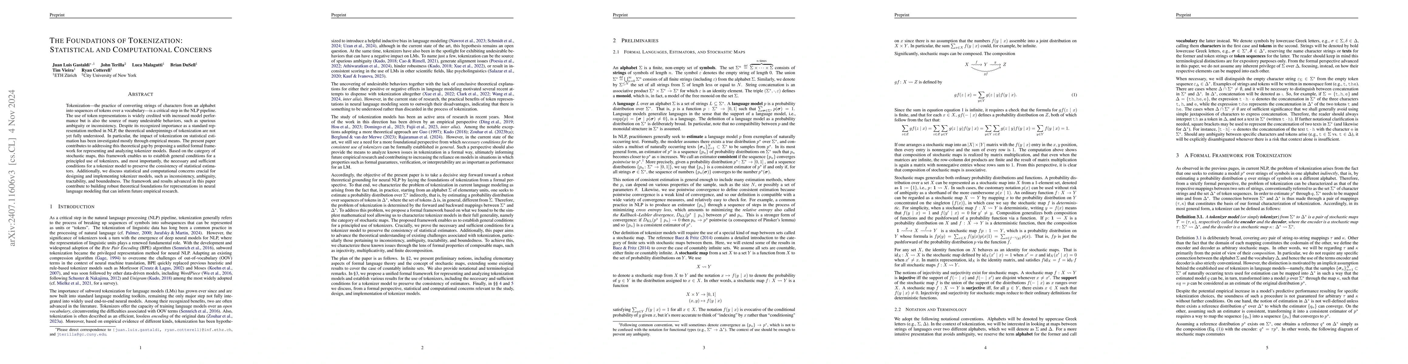 Thumbnail for The Foundations of Tokenization: Statistical and Computational Concerns