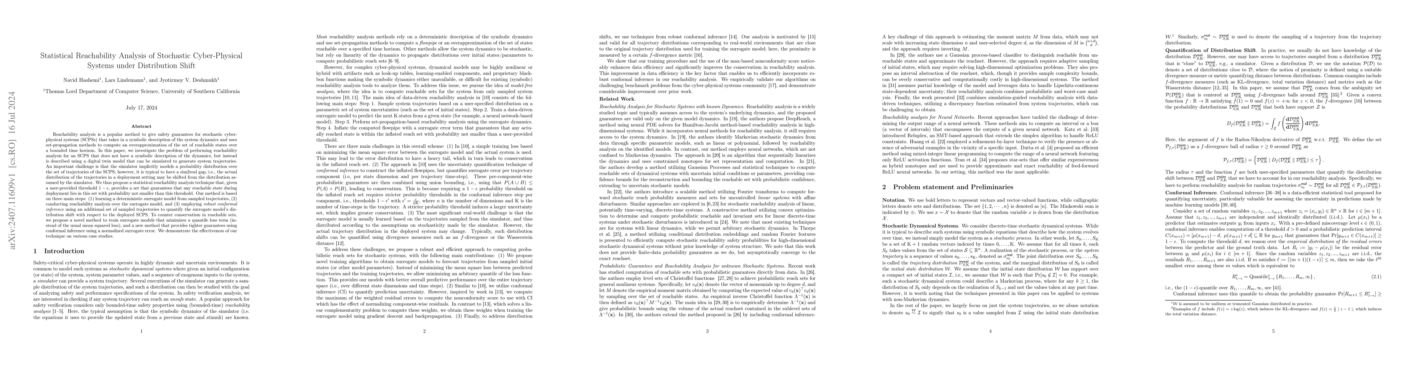 Thumbnail for Statistical Reachability Analysis of Stochastic Cyber-Physical Systems
  under Distribution Shift