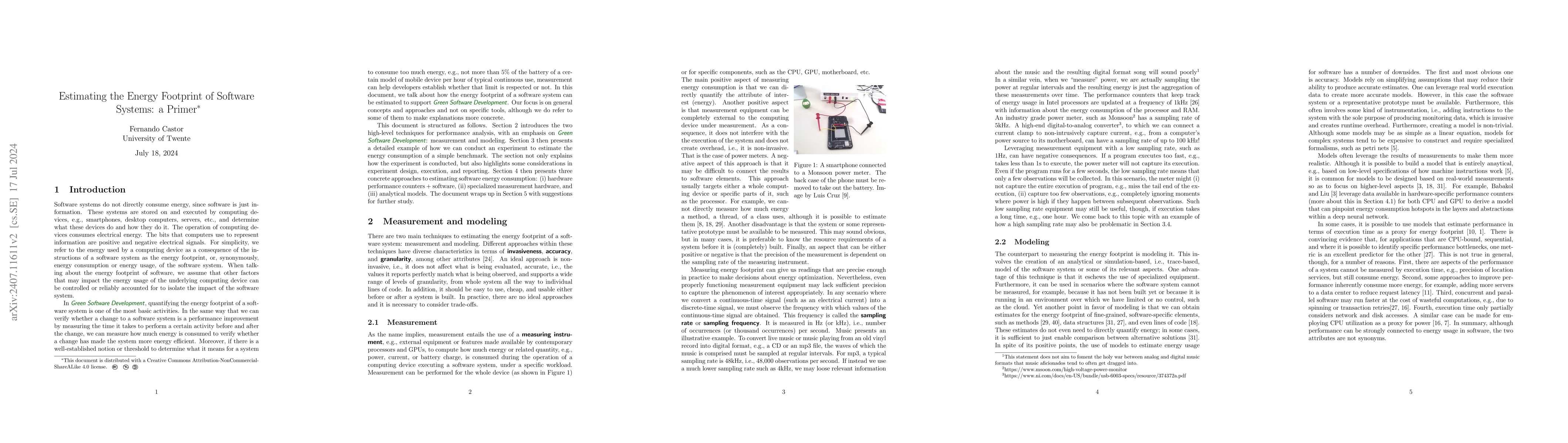 Thumbnail for Estimating the Energy Footprint of Software Systems: a Primer