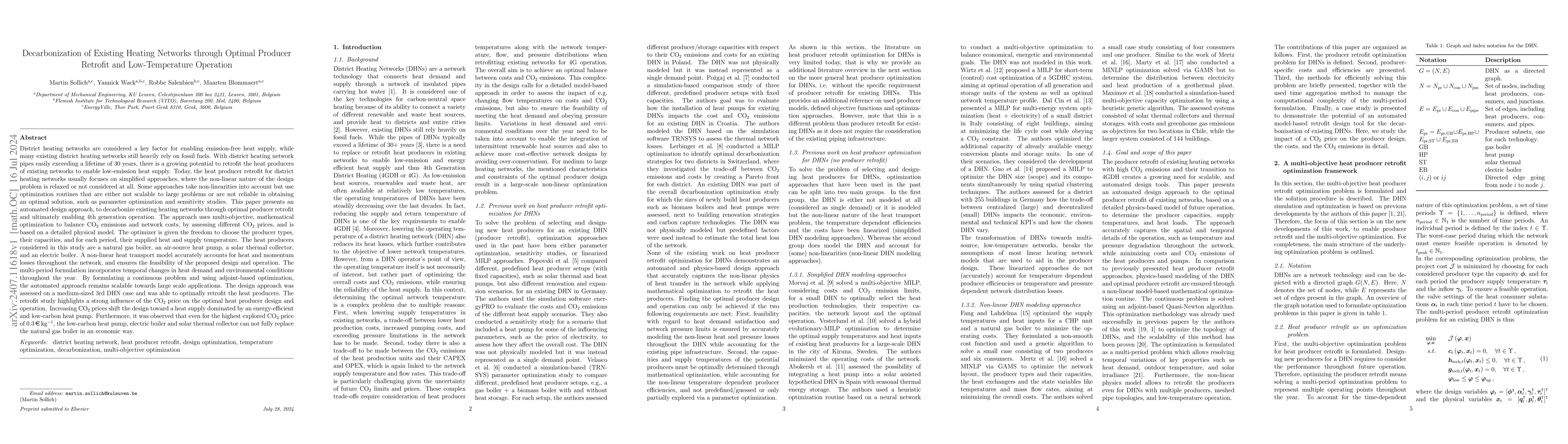 Thumbnail for Decarbonization of Existing Heating Networks through Optimal Producer
  Retrofit and Low-Temperature Operation