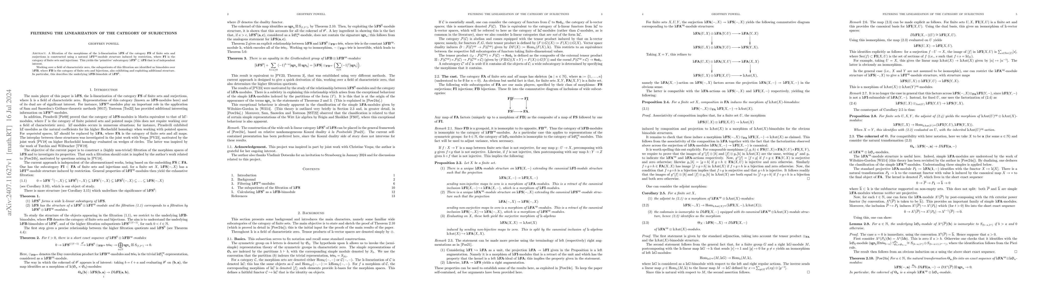 Thumbnail for Filtering the linearization of the category of surjections