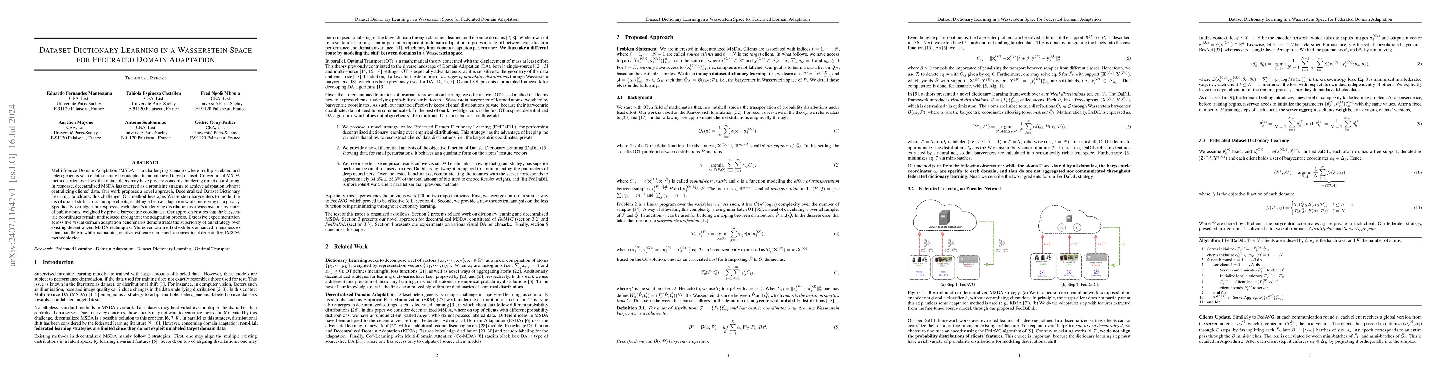 Thumbnail for Dataset Dictionary Learning in a Wasserstein Space for Federated Domain
  Adaptation