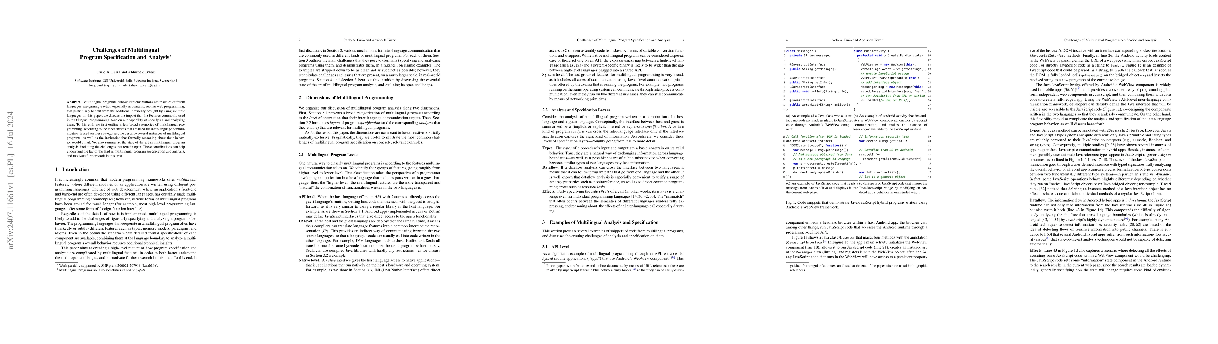 Thumbnail for Challenges of Multilingual Program Specification and Analysis