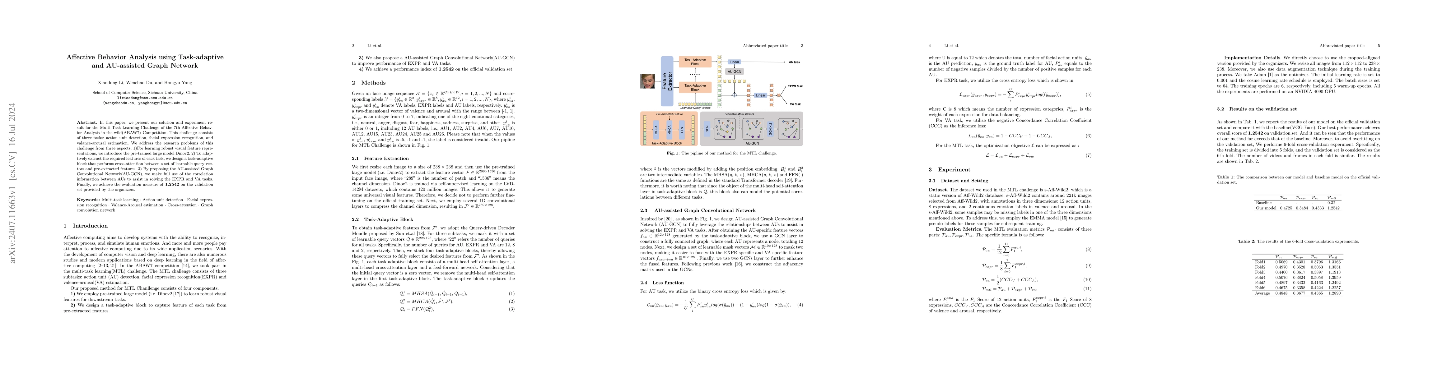 Thumbnail for Affective Behavior Analysis using Task-adaptive and AU-assisted Graph
  Network