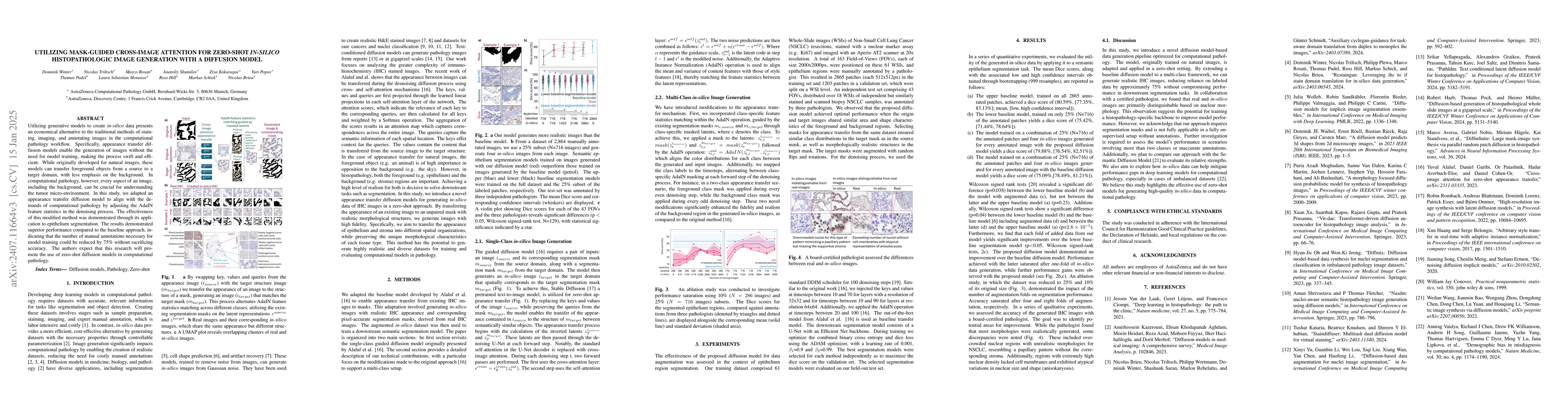 Thumbnail for Mask-guided cross-image attention for zero-shot in-silico
  histopathologic image generation with a diffusion model