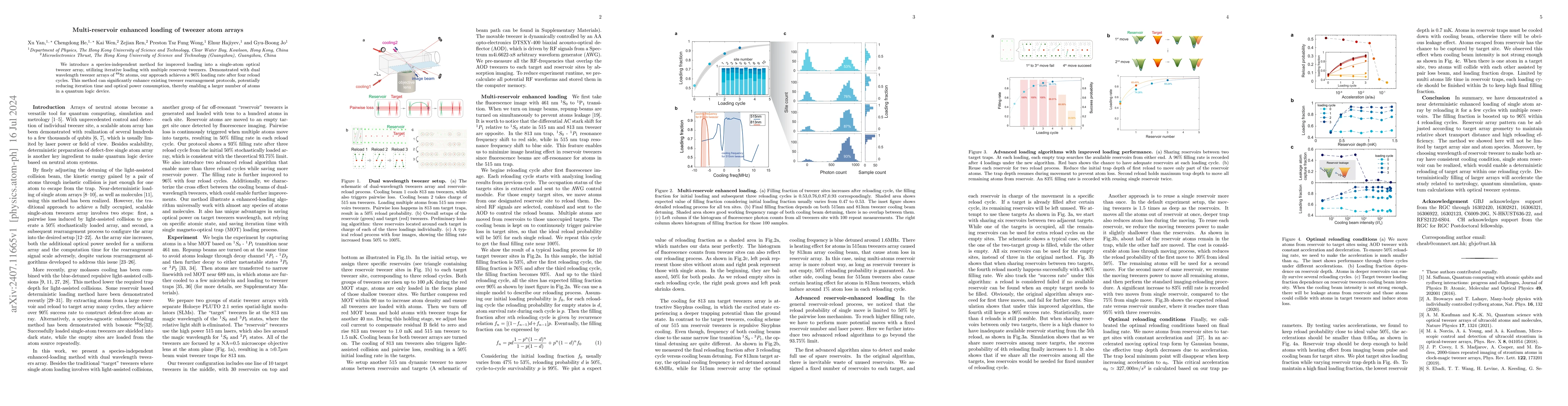 Thumbnail for Multi-reservoir enhanced loading of tweezer atom arrays