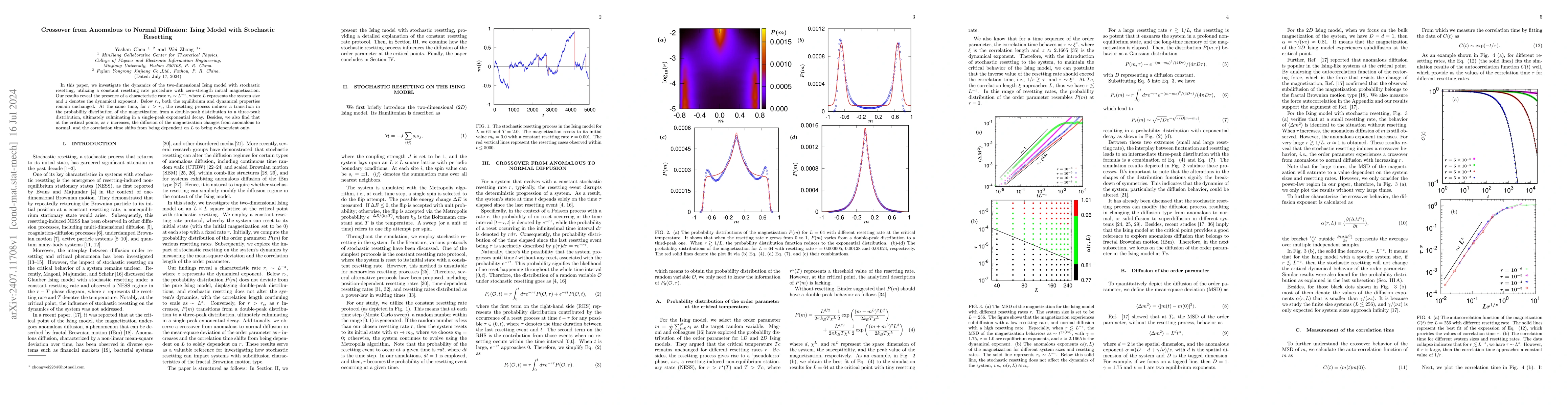 Thumbnail for Crossover from Anomalous to Normal Diffusion: Ising Model with
  Stochastic Resetting
