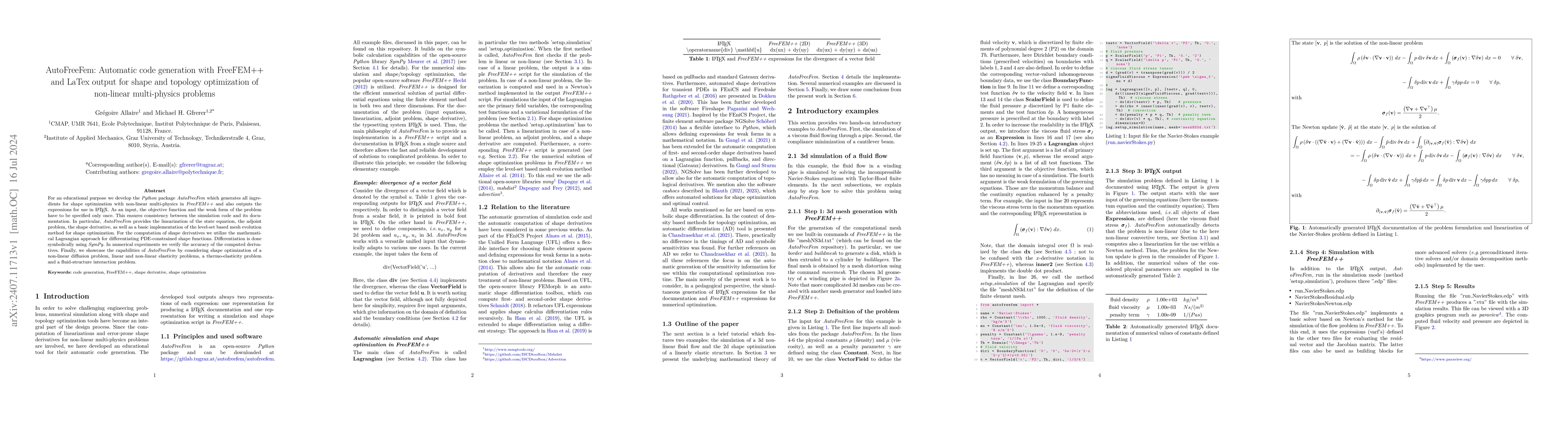Thumbnail for AutoFreeFem: Automatic code generation with FreeFEM++ and LaTex output
  for shape and topology optimization of non-linear multi-physics problems